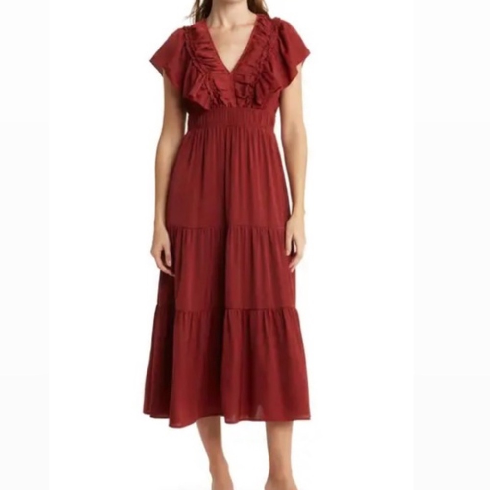 Burgundy Satin Maxi Dress